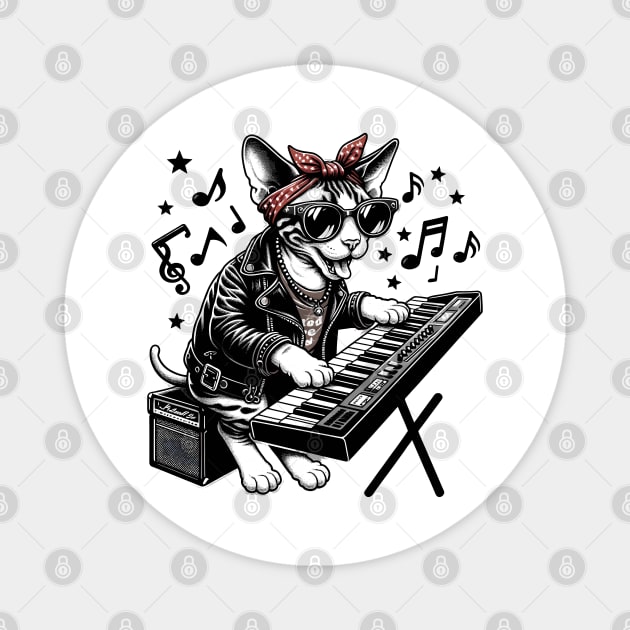 Devon Rex Cat Playing Keyboard Magnet by Graceful Designs